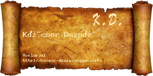 Kácsor Dezső névjegykártya